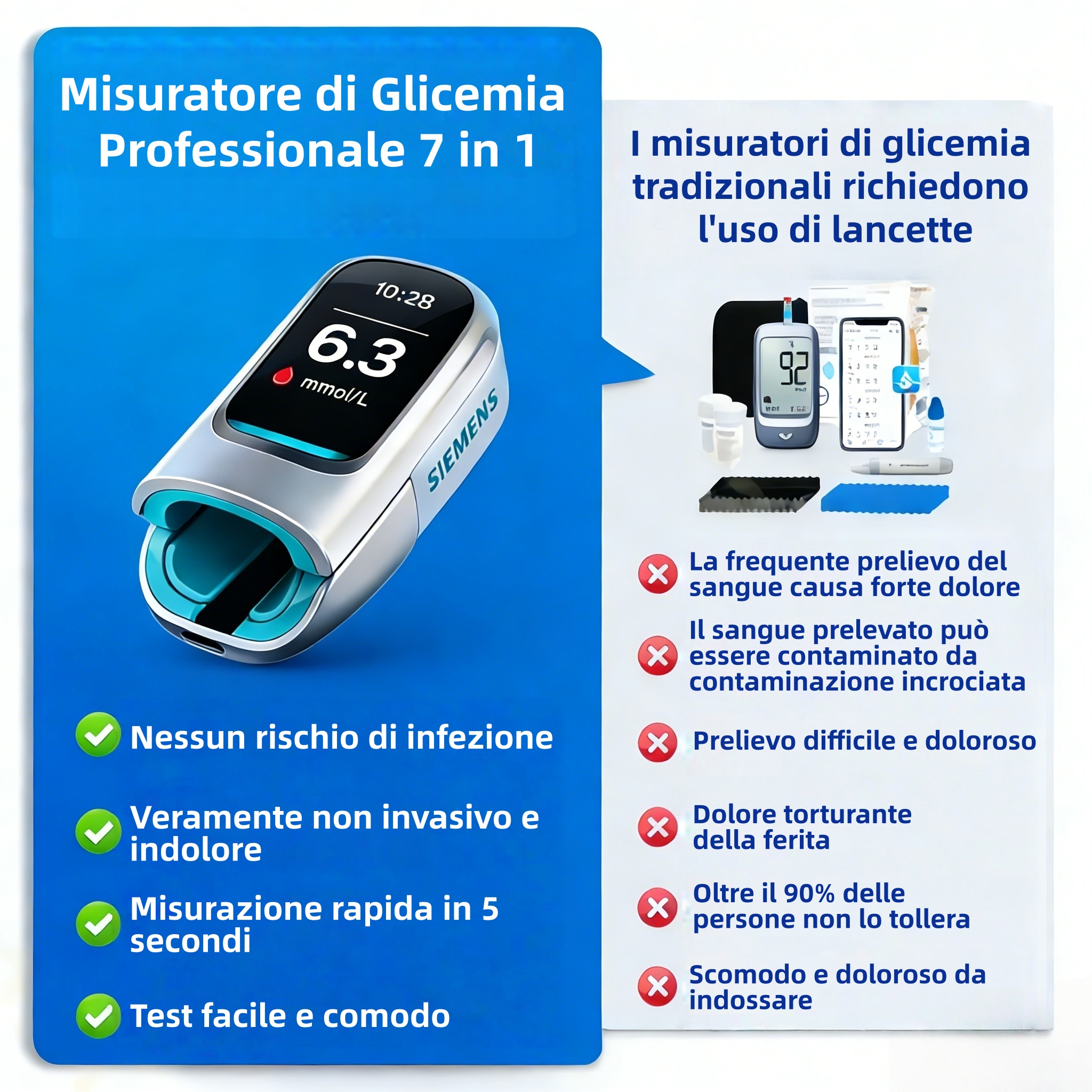 Siemens™ Új, nem invazív, intelligens vércukorszintmérő  💉 Tűmentes és fájdalommentes vércukorszintmérés  🔥 Fejlett német technológiával 🔥 – Gyors, pontos és megbízható, könnyedén figyelemmel kísérheti egészségét bármikor, bárhol.