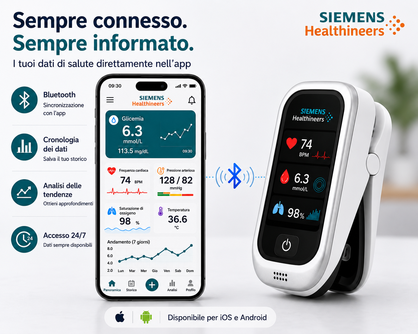 🩸 Siemens™ 11 az 1-ben szúrásmentes vércukormérő Szúrás nélkül • Tesztcsíkok nélkül • Eredmény mindössze 5 másodperc alatt
