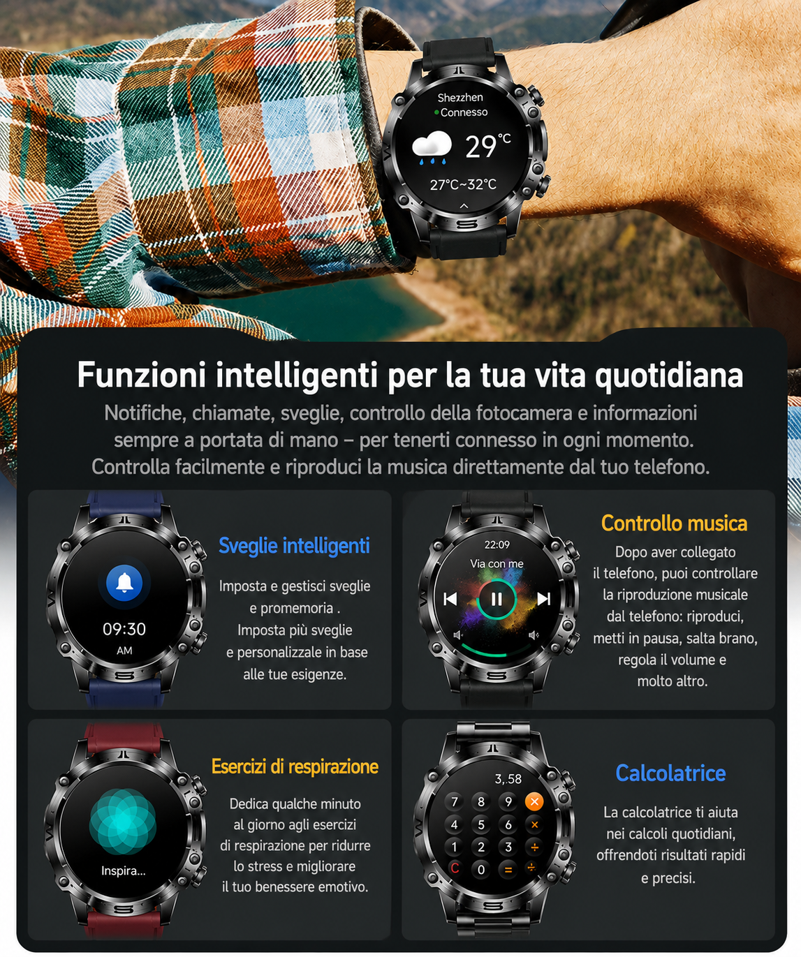 CASIO Smartwatch AMOLED – Monitoraggio della glicemia, chiamate Bluetooth, oltre 100 modalità sportive