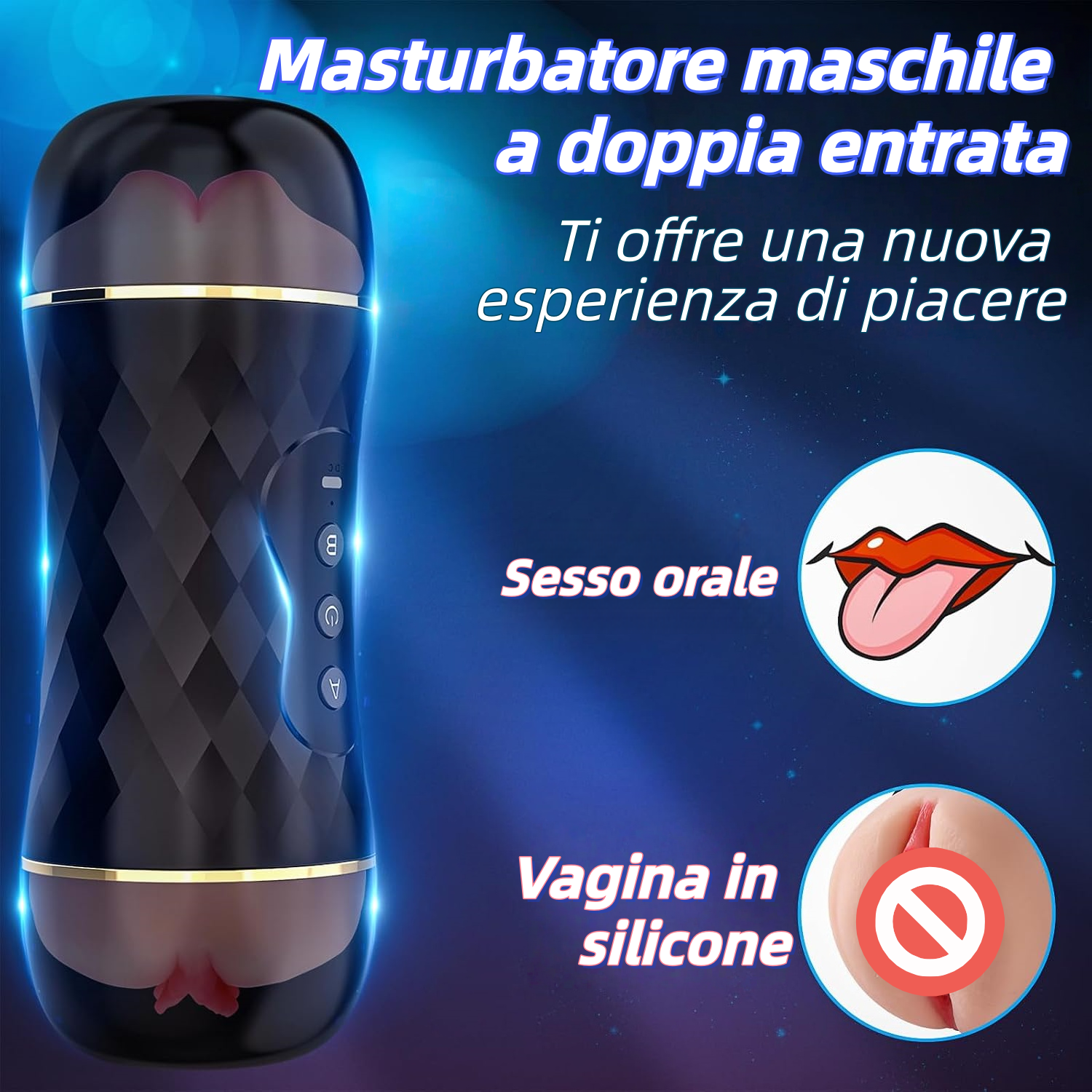 Masturbatore maschile 2 in 1 con 10 modalità di vibrazione – Giocattolo sessuale automatico ed ergonomico per uomo