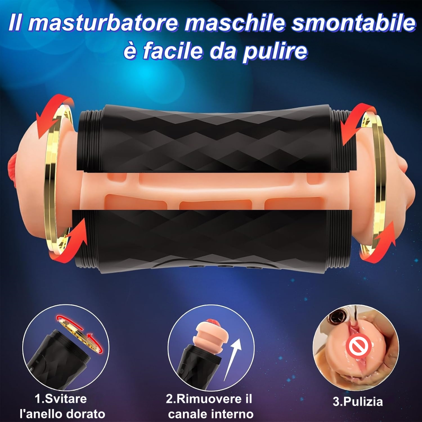 Masturbatore maschile 2 in 1 con 10 modalità di vibrazione – Giocattolo sessuale automatico ed ergonomico per uomo