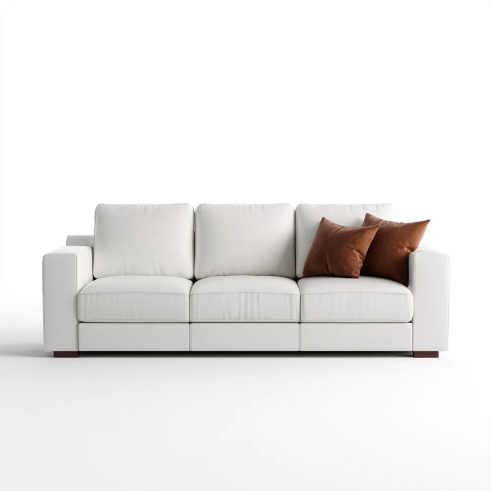 Divano a tre posti 210x95x85 cm in Tessuto - Bianco - Design Contemporaneo