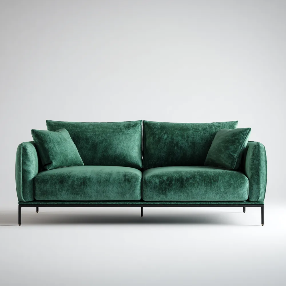 Divano due posti in velluto 160x90x85 cm - Verde Smeraldo - Design moderno