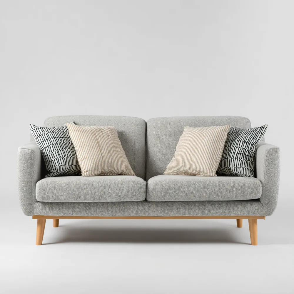 Divano due posti 150x85x90 cm - Tessuto - Grigio chiaro - Design moderno