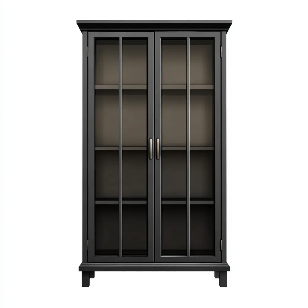 Armadio decorativo in legno con porte in vetro 90x40x180 cm - Nero - Stile moderno
