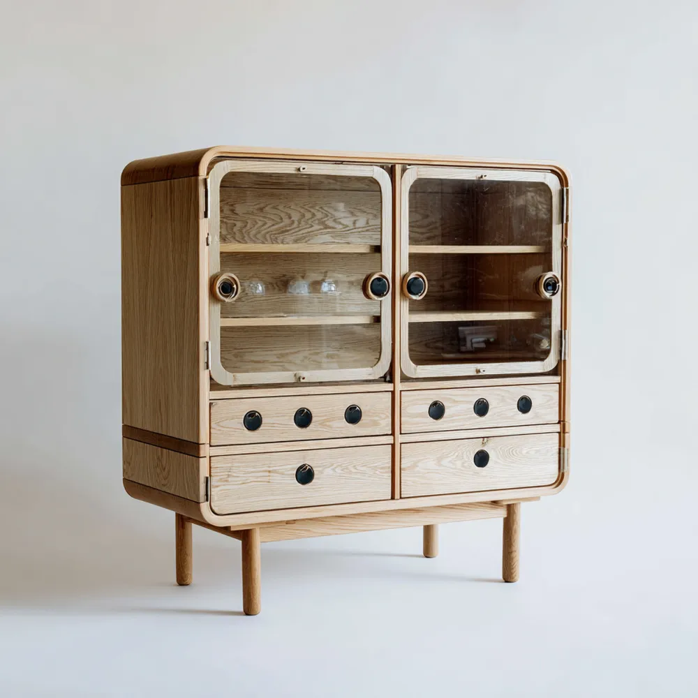 Credenza in legno di quercia naturale 120x40x150 cm - Design moderno