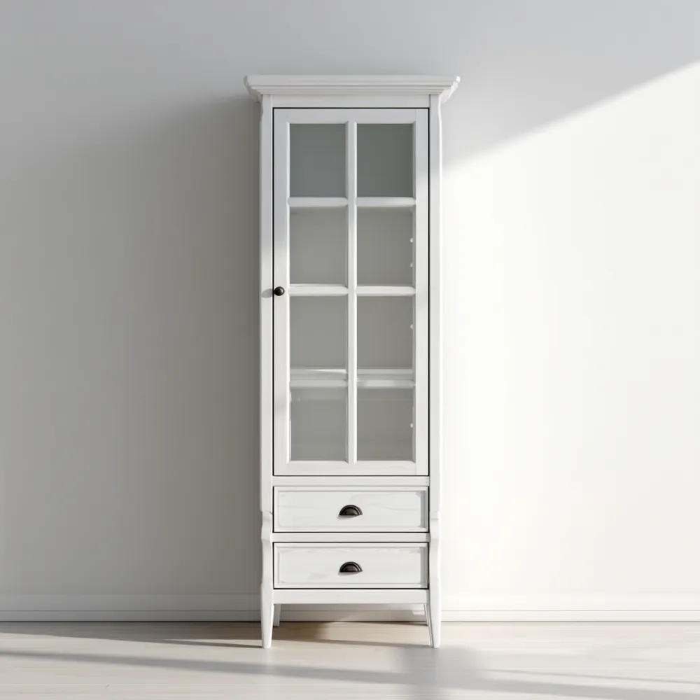 Vetrina in legno 190x60x40 cm - Bianco - Design classico