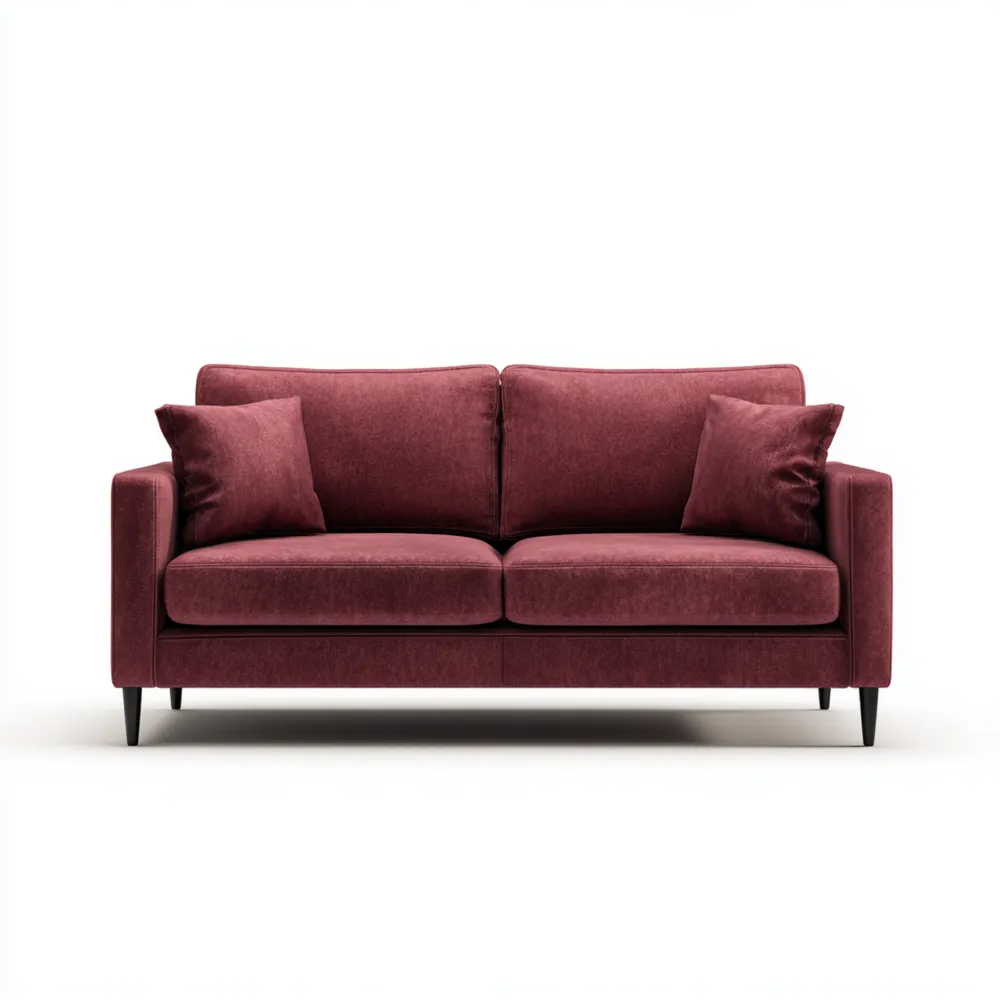 Divano due posti 150x85x90 cm - Velluto - Rosso Vino - Design moderno
