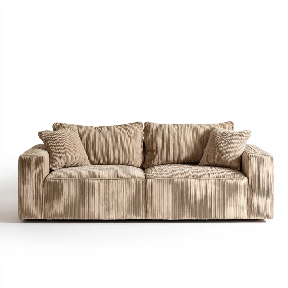 Divano due posti Velluto a coste 200x90x85 cm – Beige – Design Moderno