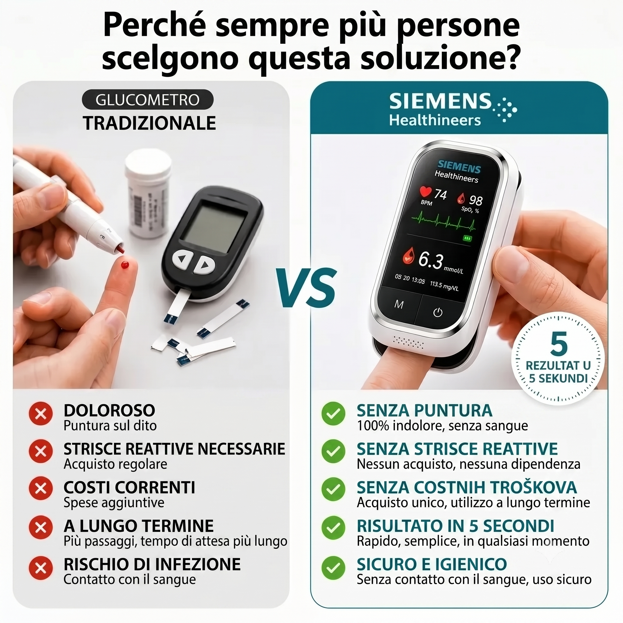 🩸Siemens™ 11-in-1 Misuratore di Glicemia Senza Ago  Senza Puntura • Senza Strisce Reattive • Risultati in soli 5 secondi