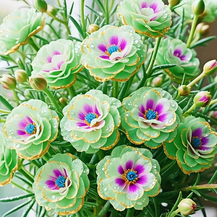 🏆 Viac než 75 000 predaných balení!🌸Zlatá čipkovaná portulaka🌸✨ Žiarivé dvojité kvety pre letné farbenie bez námahy