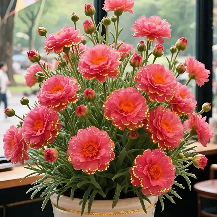 🏆 Viac než 75 000 predaných balení!🌸Zlatá čipkovaná portulaka🌸✨ Žiarivé dvojité kvety pre letné farbenie bez námahy