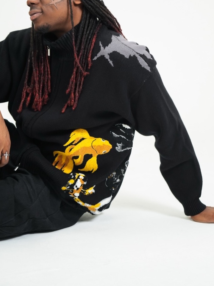 TWIN CARP TEXTURED ZIP JACKET