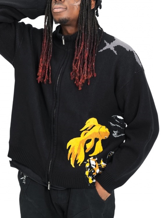 TWIN CARP TEXTURED ZIP JACKET