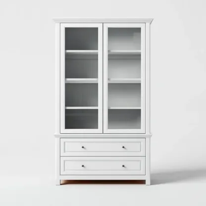 Vitrine Holz 120x200x40 cm - Weiß - Klassisches Design-Stylalivo