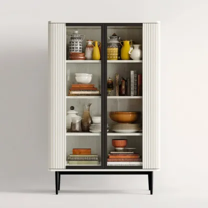 Vitrine Holzglas 180x90x40 cm - Weiß/Schwarz - Modernes Design-Stylalivo