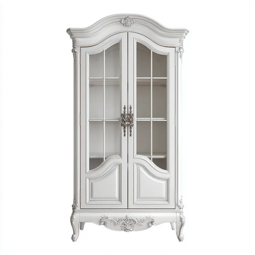 Vitrinenschrank Holz 200x100x45 cm - Weiß - Klassisches Design-Stylalivo