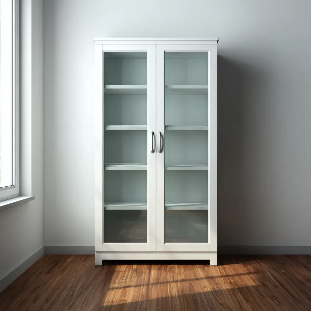 Vitrine Schrank mit Glastüren Holz 180x80x40 cm – Weiß – Modernes Design-Stylalivo