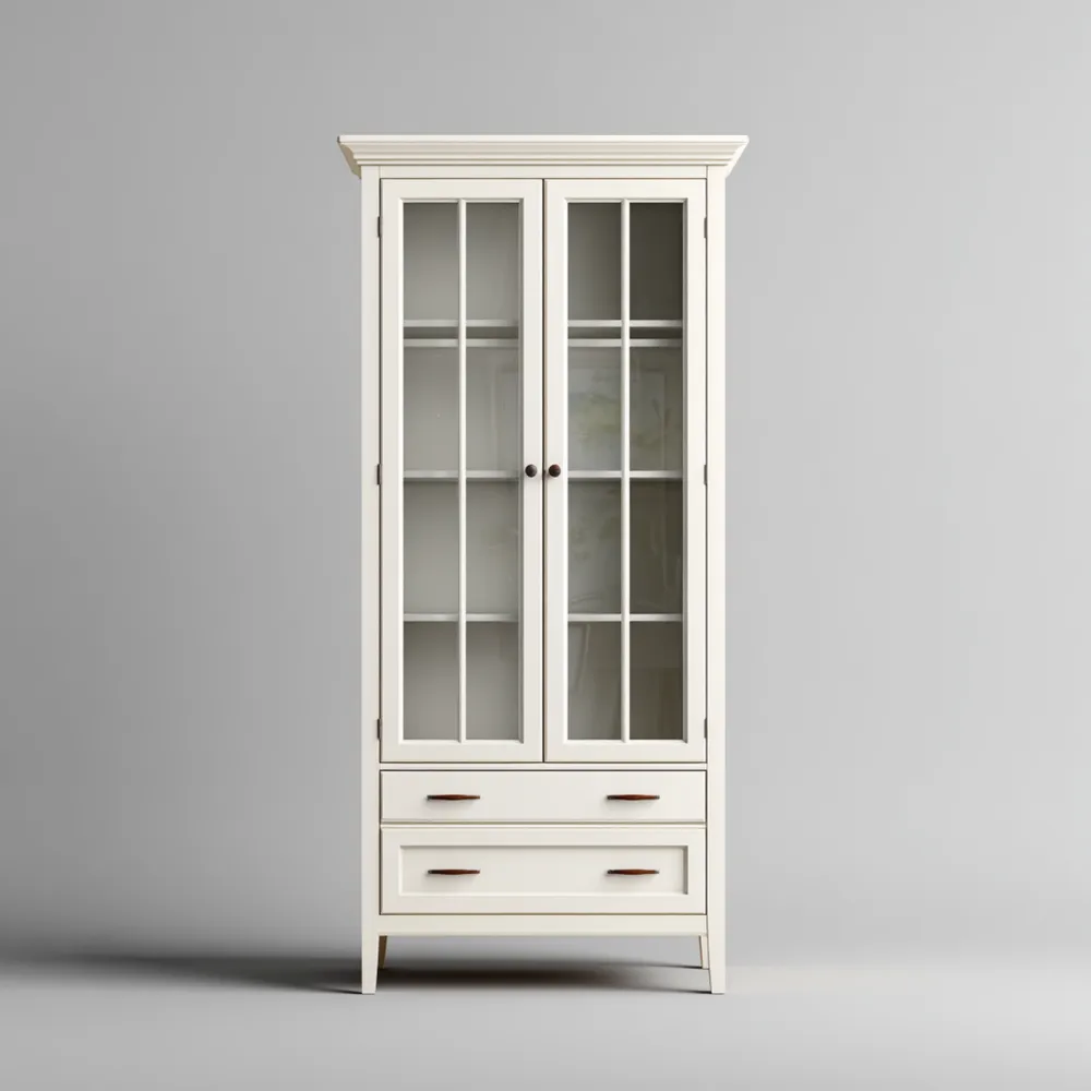 Vitrinenschrank Holz 100x40x200 cm – Weiß – Klassisches Design-Stylalivo