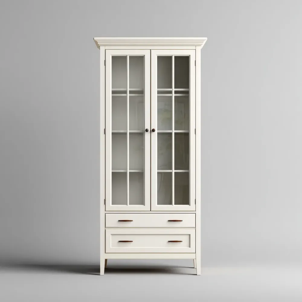 Vitrinenschrank Holz 100x40x200 cm – Weiß – Klassisches Design-Stylalivo