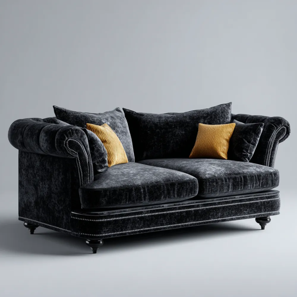 2-Sitzer-Sofa Velours Schwarz 180x90x85 cm - Klassisches Design-Stylalivo
