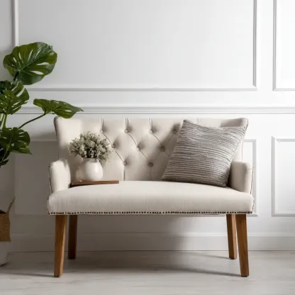 2-Sitzer-Sofa Leinenoptik 120x80x75 cm – Cremefarben – Klassisches Design-Stylalivo