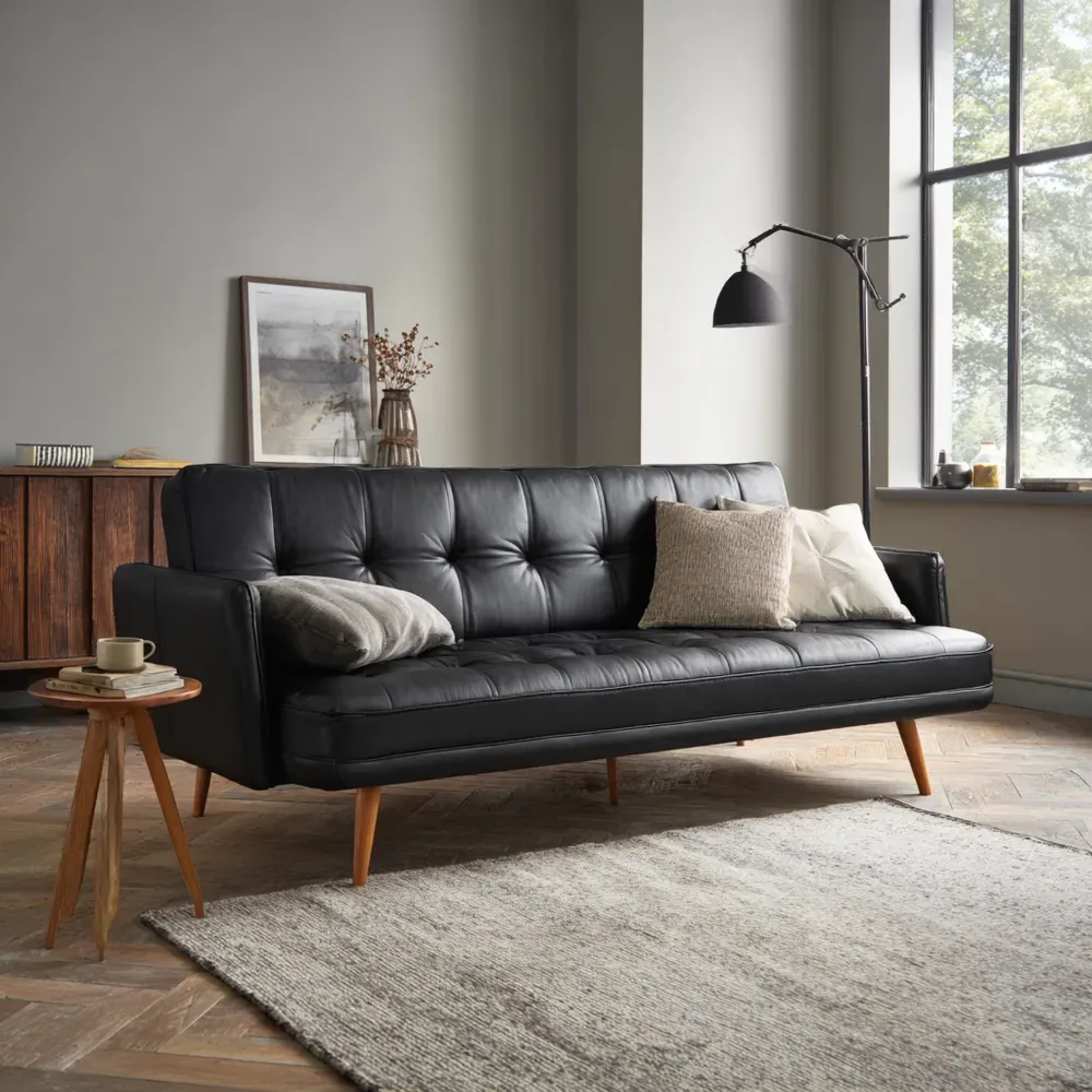 2-Sitzer-Sofa Leder 150x90x85 cm – Schwarz – Modernes Design-Stylalivo