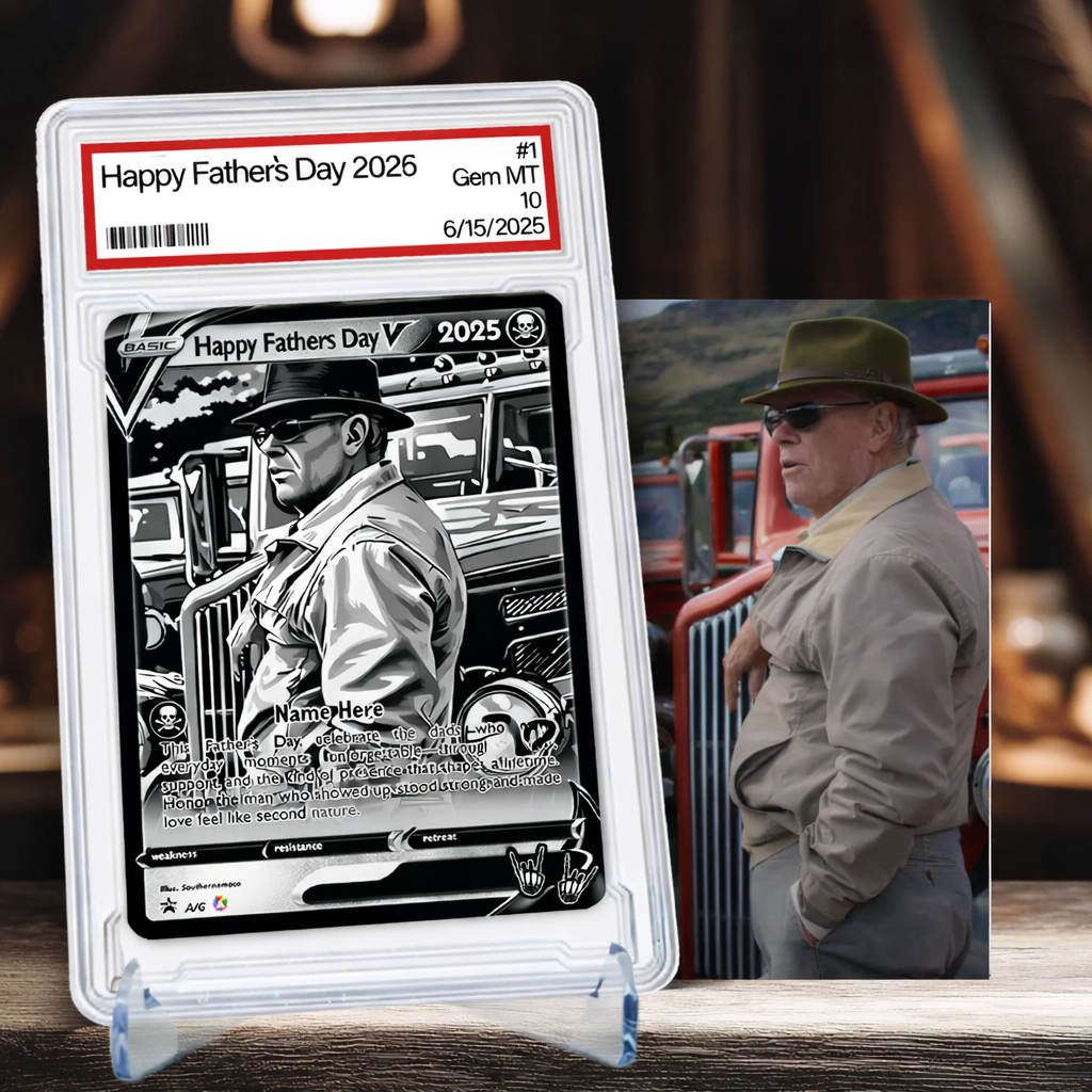 Custom Father's Day Card Trading Card Animated Photo Style Gift for Dad Personalized Collectible Keepsake Retro Art for Father's Day Gift