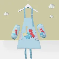 Children's Art Mess-Free Painting Apron - Blue Dinosaur