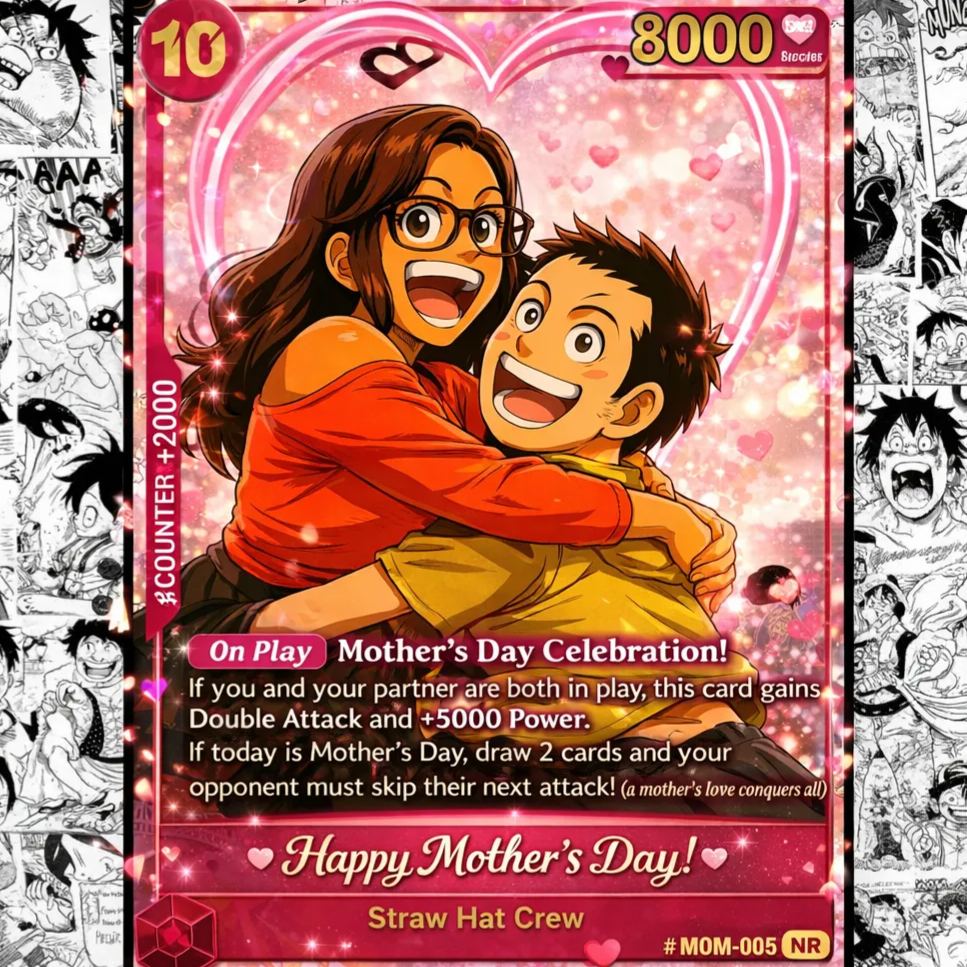 Personalized Anime-Style Mother’s Day Card, Custom Cartoon Illustration Gift for Mom