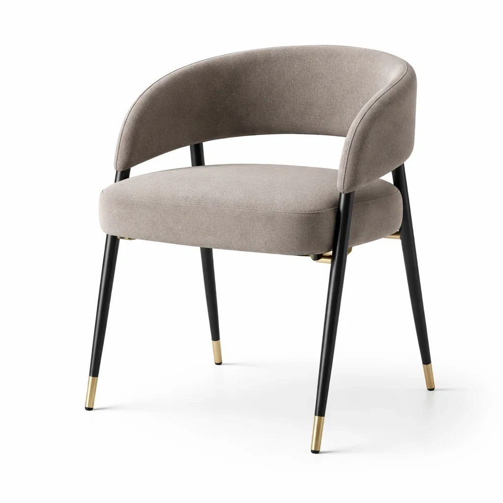 Chaise tissu polyester taupe avec pieds en métal noir-dreamnookzz