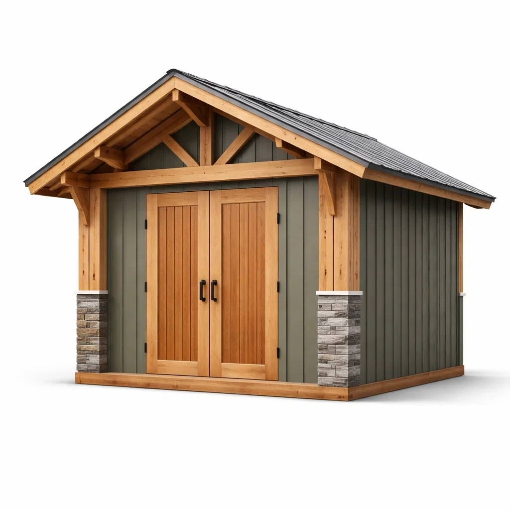 Abri de jardin bois et métal avec toit incliné-dreamnookzz