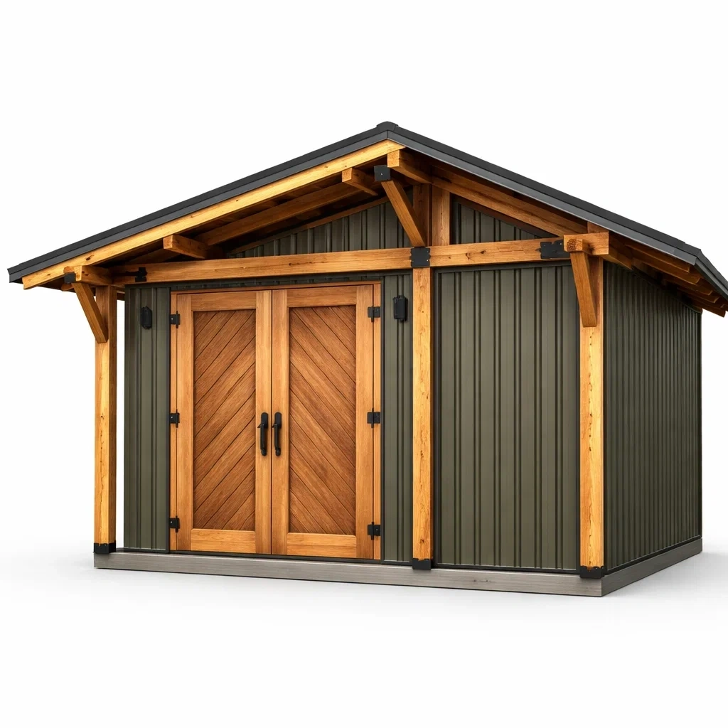 Abri de jardin acier et bois avec toit double pente-dreamnookzz