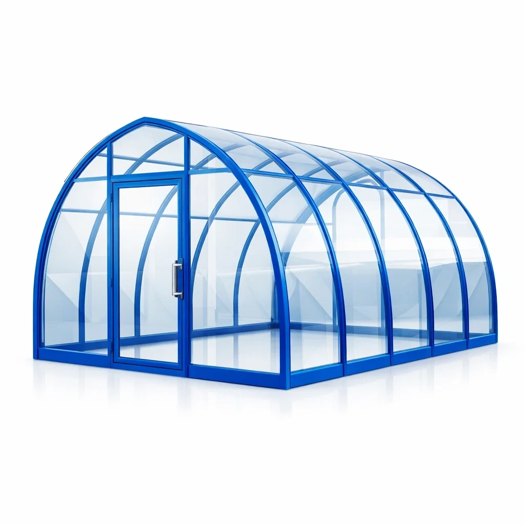 Serre tunnel en polycarbonate avec structure en aluminium bleu-dreamnookzz