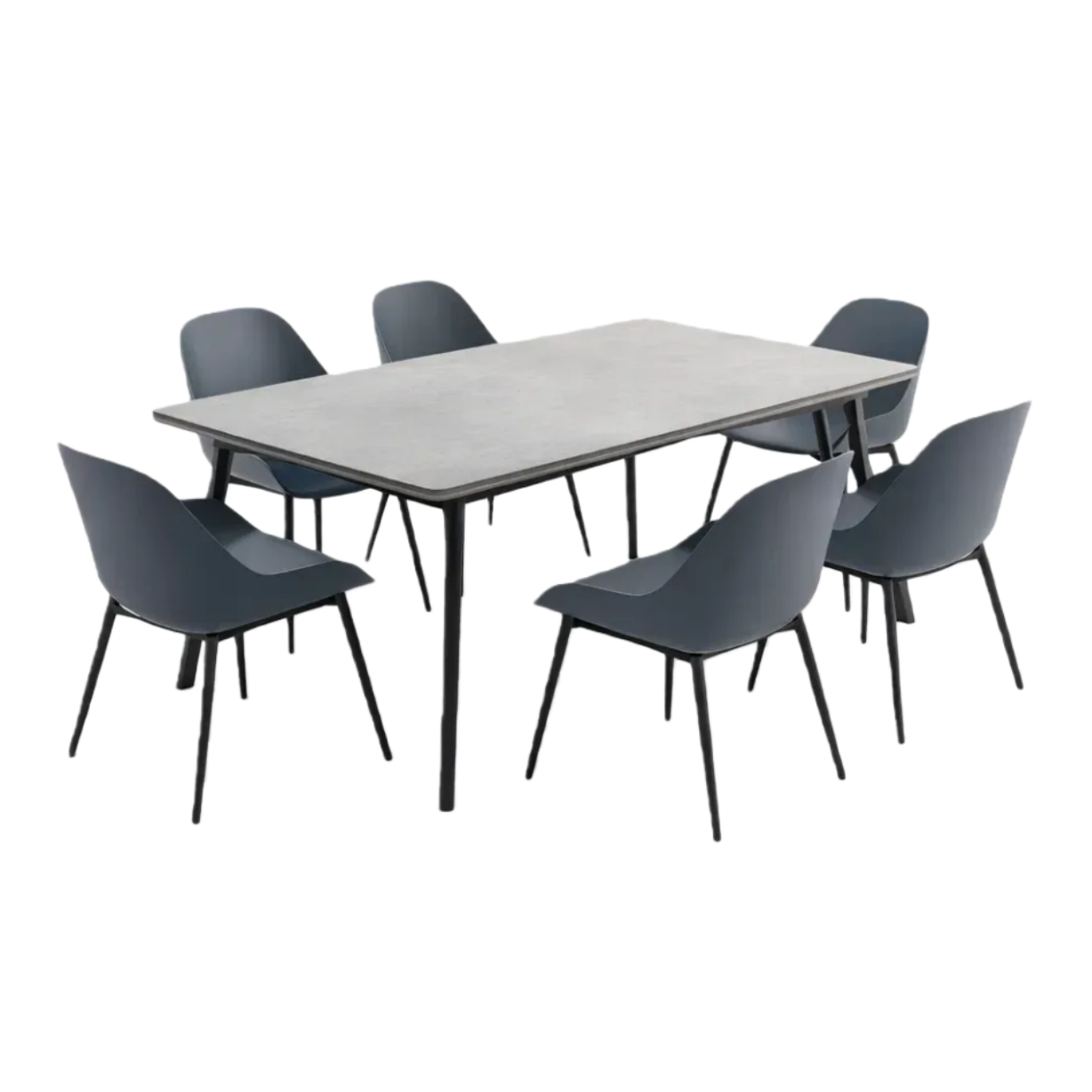 Ensemble table et chaises table rectangulaire avec 6 chaises en polypropylène gris foncé-SOFT CHAIR CRAFT