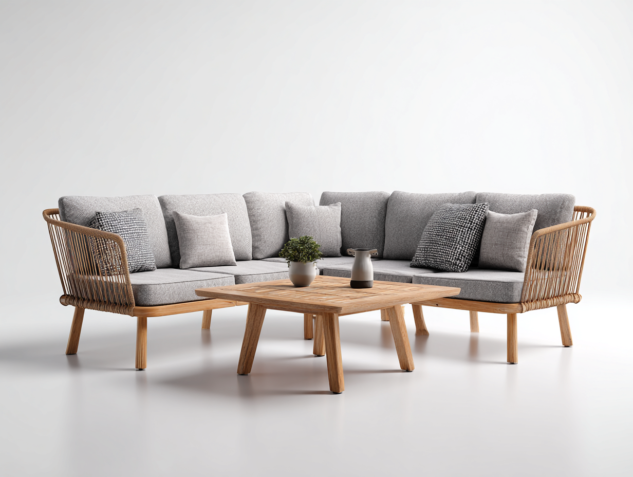Gartensofa Holzoptik 260x200x75 cm - Braun - modernes Design für Garten und Terrasse-Sofagetmart