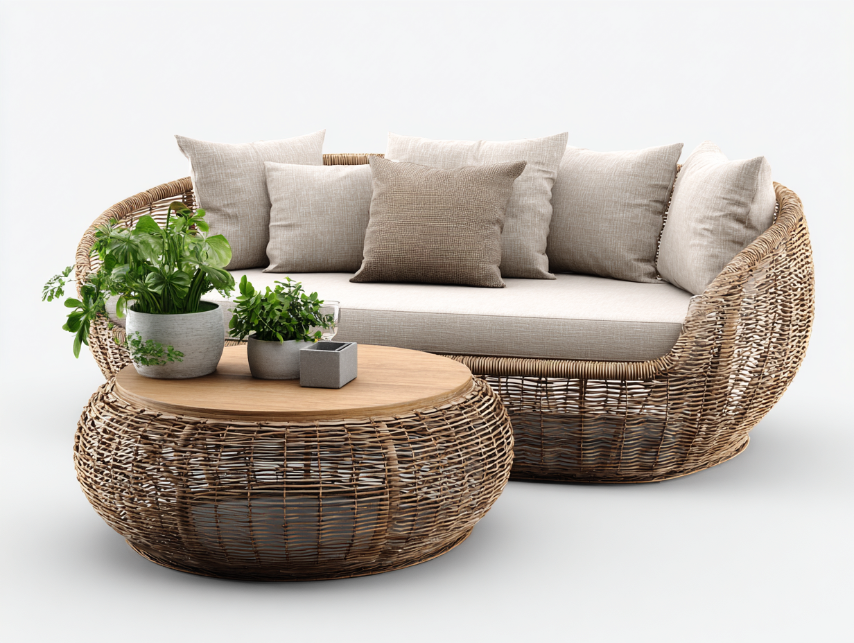 Gartensofa Rattanoptik 210x90x75 cm - Braun - modernes Design für Garten und Terrasse-Sofagetmart