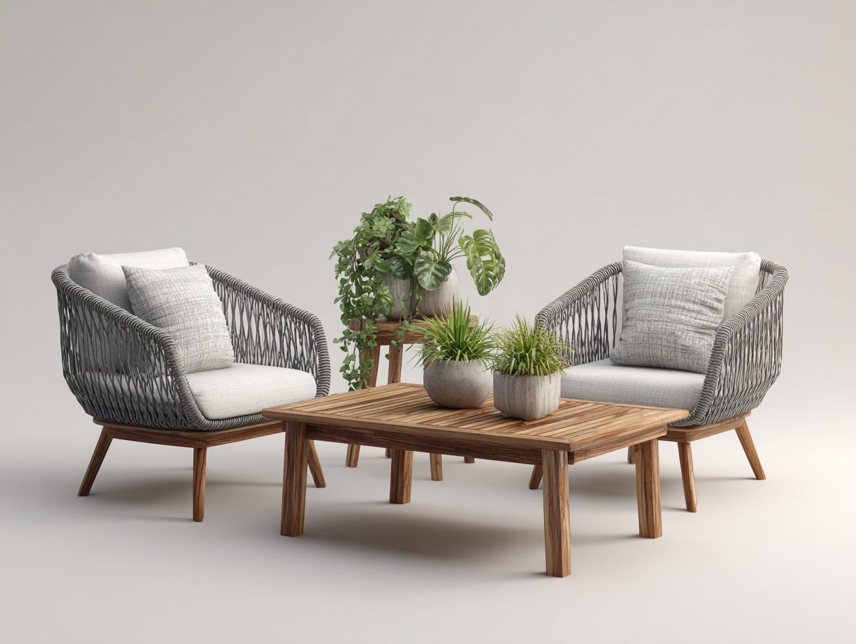 Gartensofa Rattan 120x70x75 cm - Grau-Natur - Modernes Design für den Außenbereich-Sofagetmart