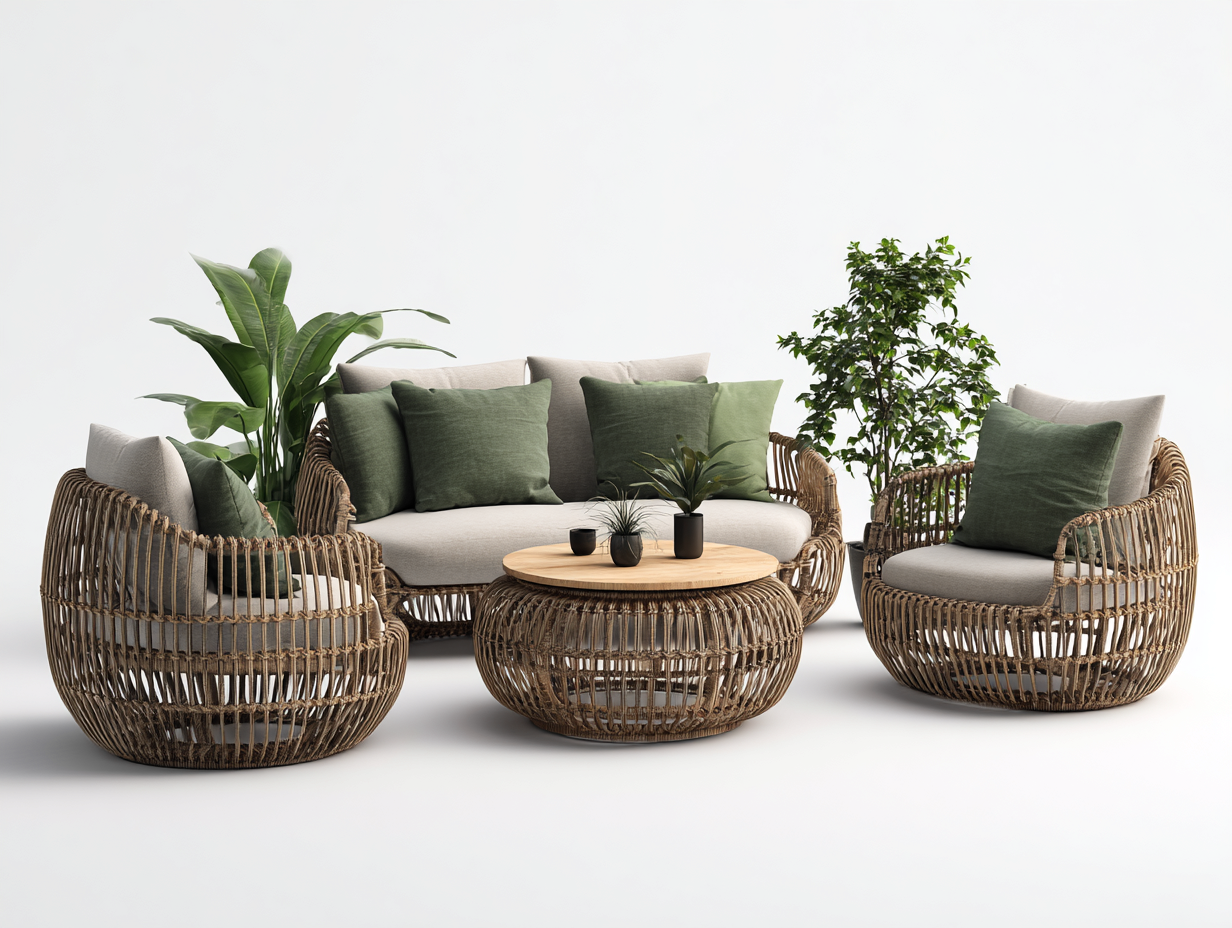 Gartensofa Rattanoptik 240x210x75 cm - Braun - modernes Design für Garten und Terrasse-Sofagetmart