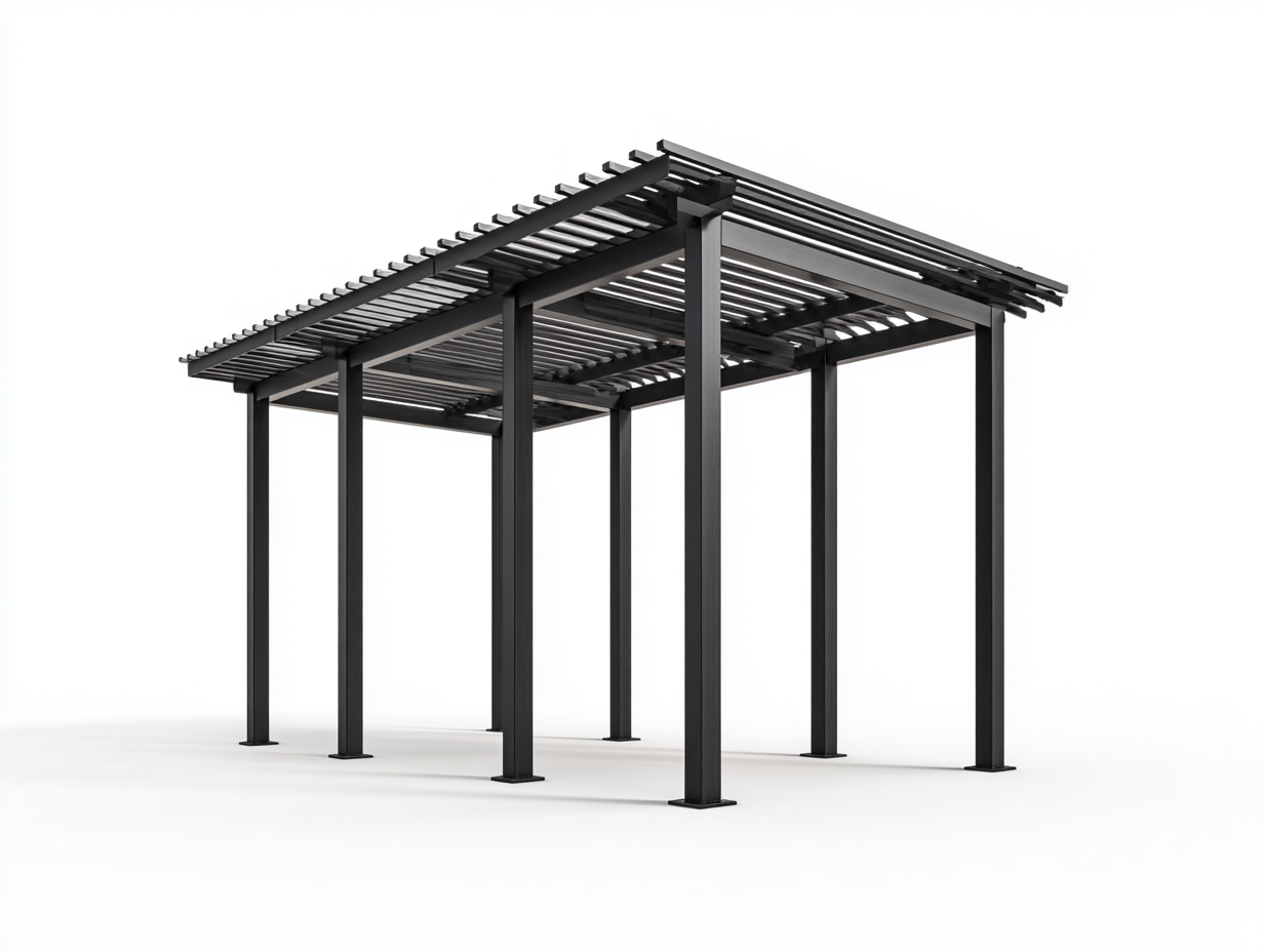 Gartenüberdachung Metall 400x300x250 cm Schwarz für Garten und Terrasse - modernes Lamellendesign-Sofagetmart