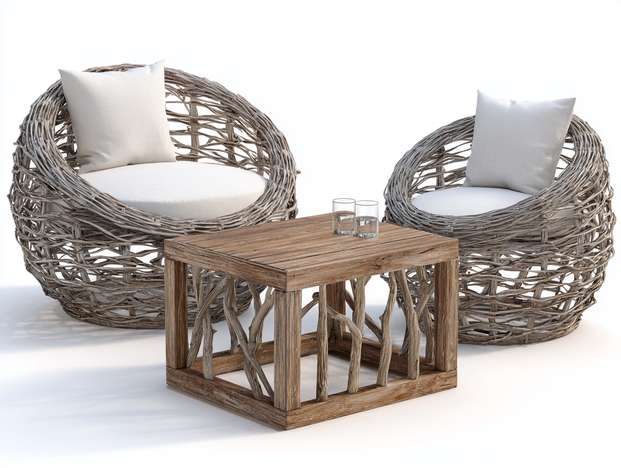 Gartensofa Rattan 110x80x70 cm - Grau-Natur - Modernes Design für den Außenbereich-Sofagetmart