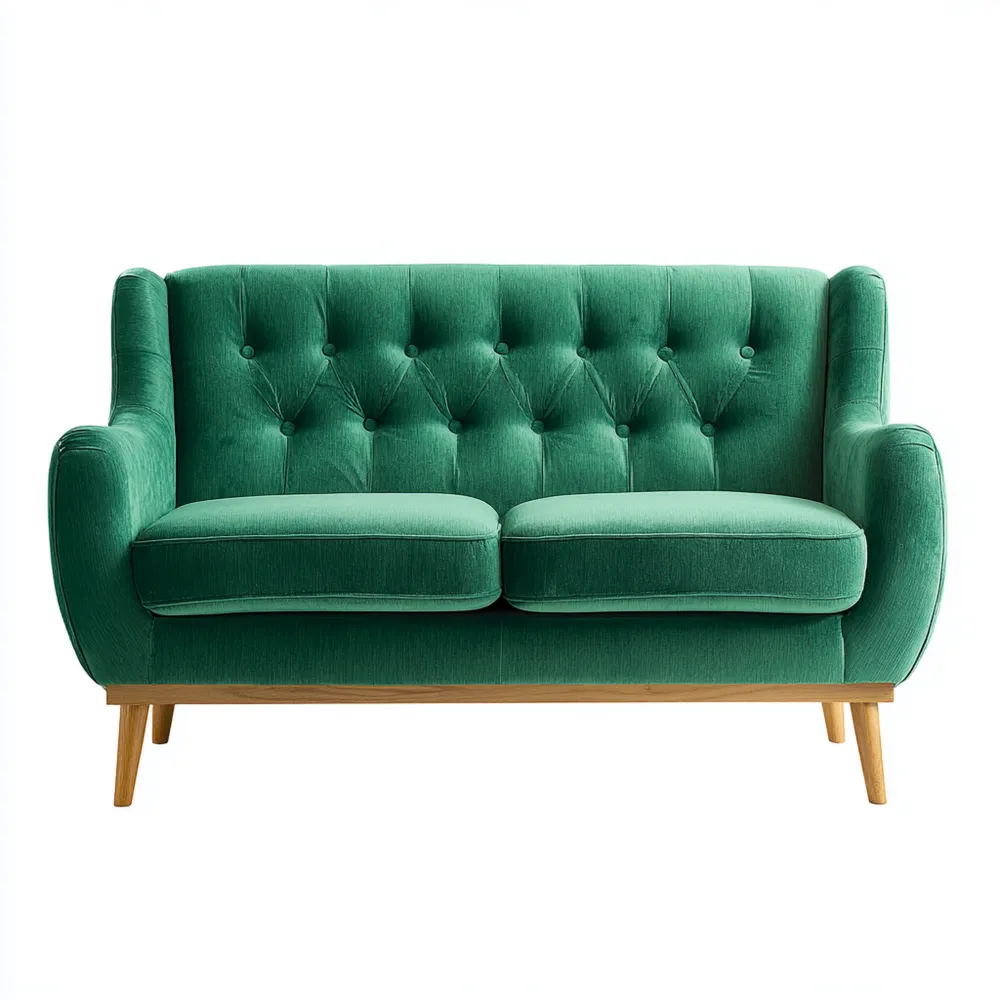 Divano a due posti 130x75x85 cm - Tessuto Verde - Design Moderno