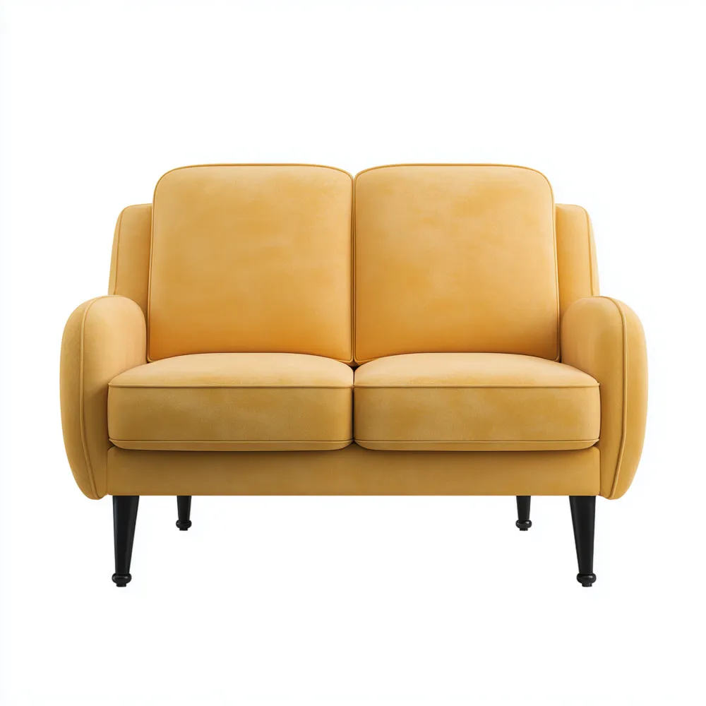 Divano due posti in tessuto 130x80x75 cm – Giallo – Design moderno