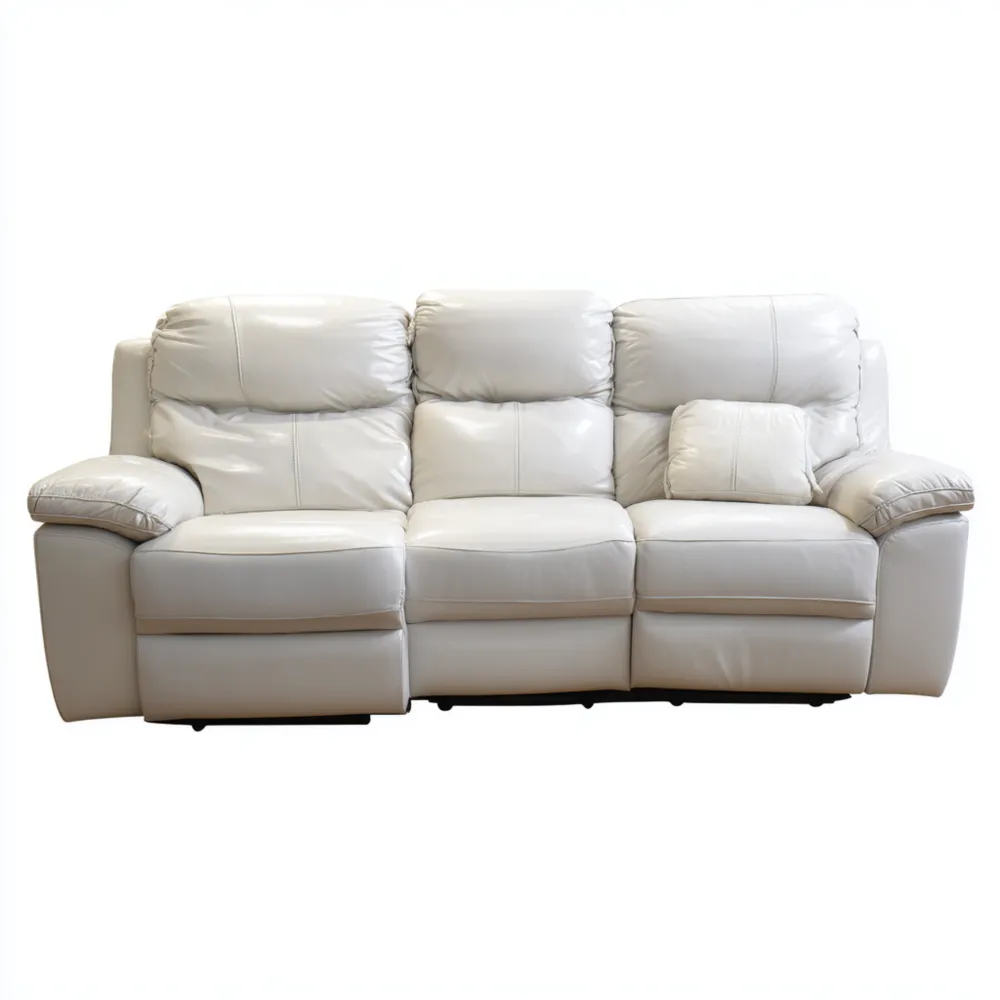 Divano a tre posti in pelle 200x90x100 cm - Bianco - Design Contemporaneo