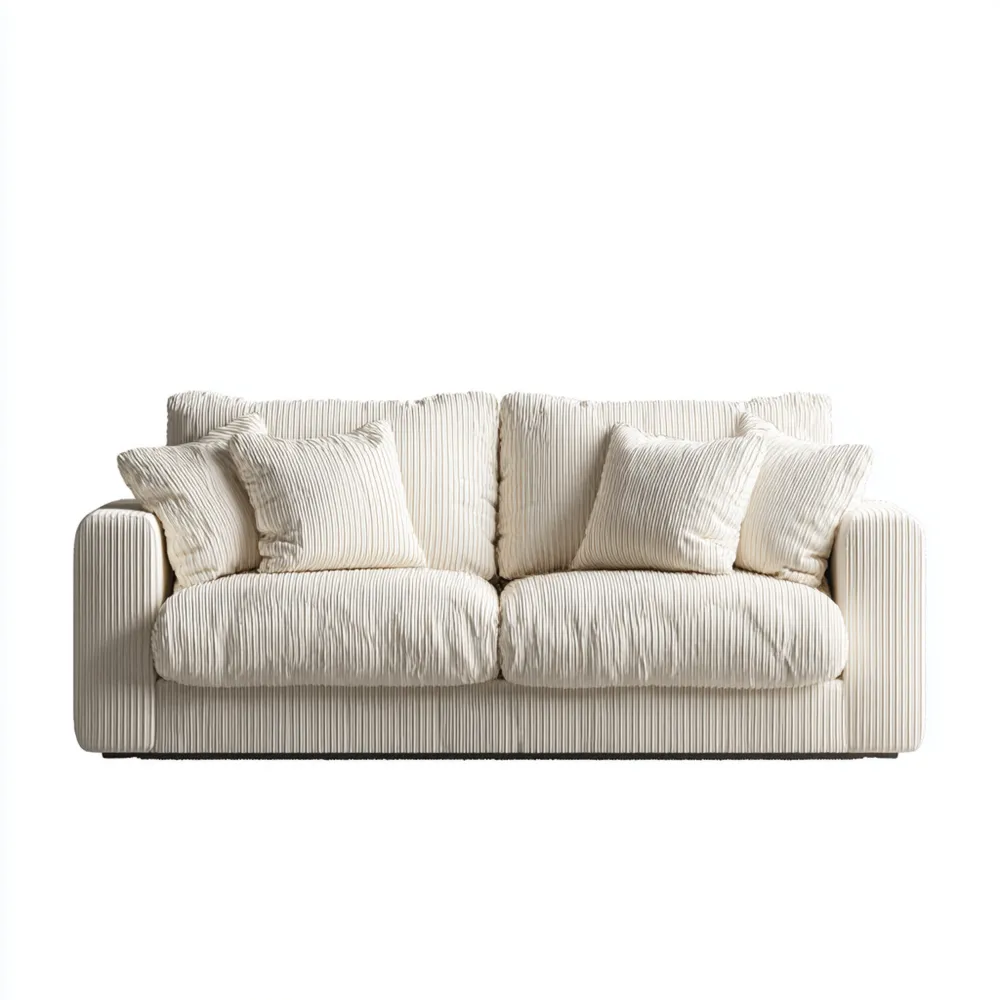 Divano due posti in tessuto 180x90x85 cm – Bianco Panna – Design Moderno