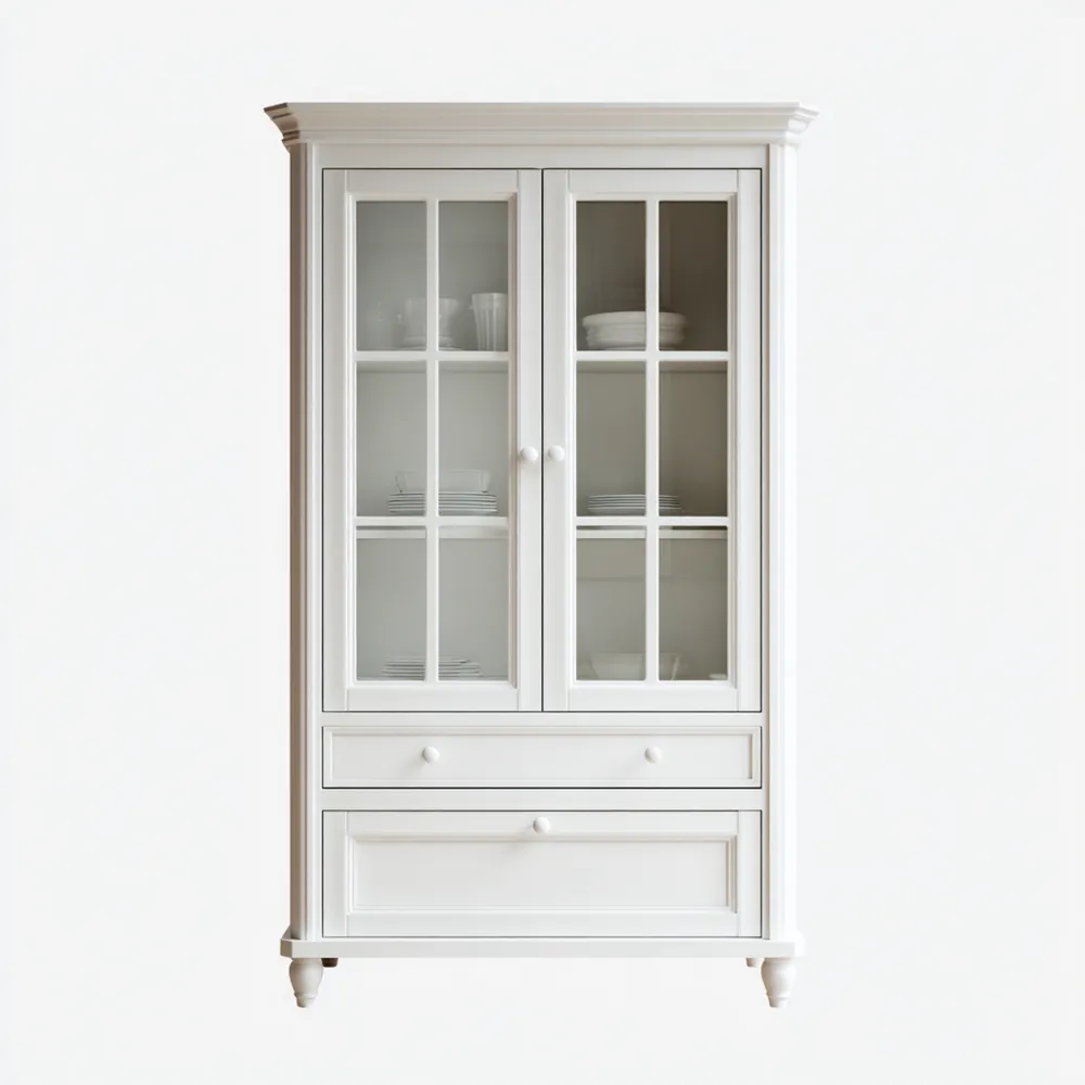 Vetrina Legno Bianco 190x95x45 cm - Classico Design