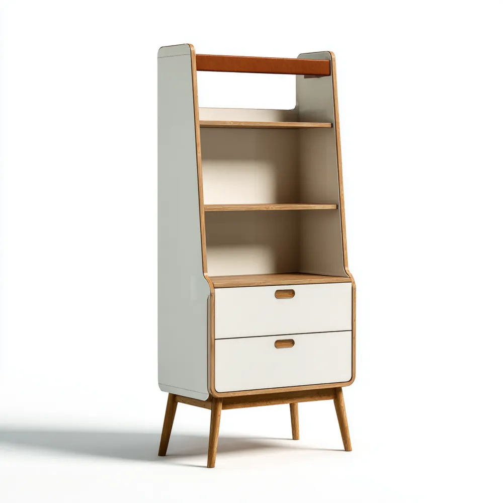 Mobile Decorativo Legno Compensato Bianco 60x35x120 cm Due Cassetti Spazio Moderno