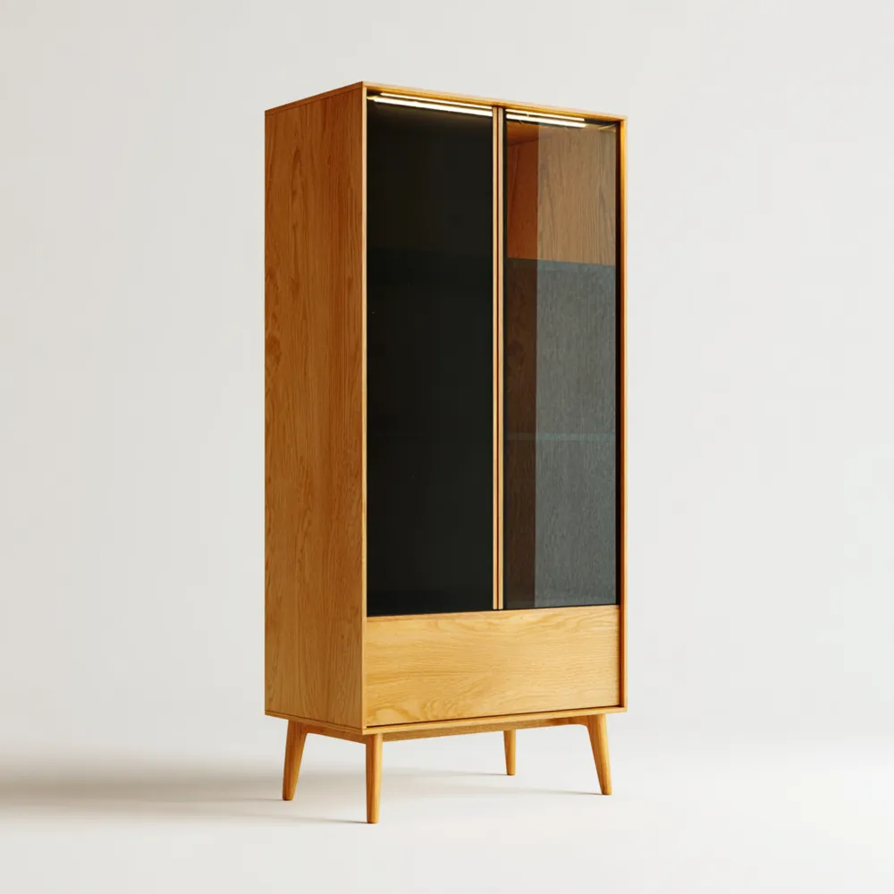 Armadio con Ante in Vetro Rovere 120x40x200 cm - Design Moderno