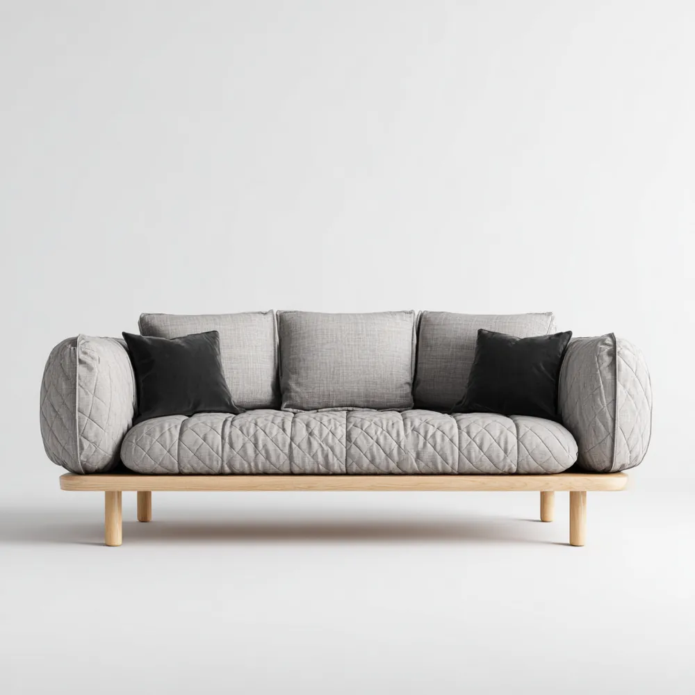 Divano due posti 200x85x90 cm Tessuto imbottito – Grigio Chiaro