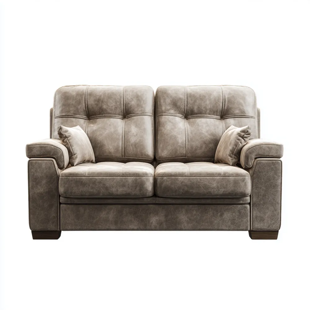 Divano due posti in pelle 140x95x90 cm - Grigio - Design Classico